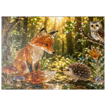 Darstellung des Puzzle Motivs puzzleplate Luminous Glass Forest Friends 200 Puzzle