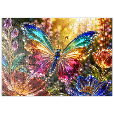Darstellung des Puzzle Motivs puzzleplate Luminous Glass Butterfly Garden 200 Puzzle