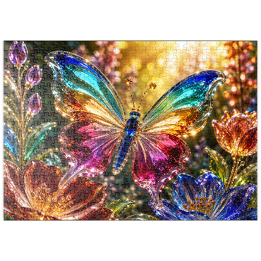 Darstellung des Puzzle Motivs puzzleplate Luminous Glass Butterfly Garden 500 Puzzle