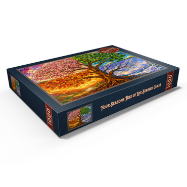 Darstellung des Puzzle Motivs Four Seasons Tree of Life Stained Glass 1000 Puzzle Schachtel Ansicht1