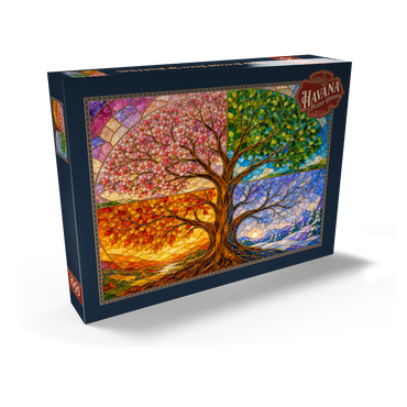 Darstellung des Puzzle Motivs Four Seasons Tree of Life Stained Glass 1000 Puzzle Schachtel Ansicht2