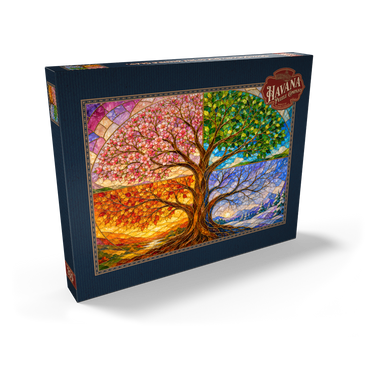 Darstellung des Puzzle Motivs Four Seasons Tree of Life Stained Glass 200 Puzzle Schachtel Ansicht2