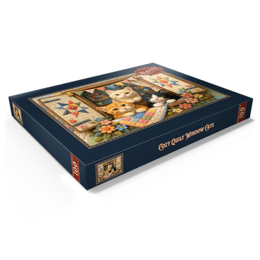 Darstellung des Puzzle Motivs Cozy Quilt Window Cats 100 Puzzle Schachtel Ansicht1