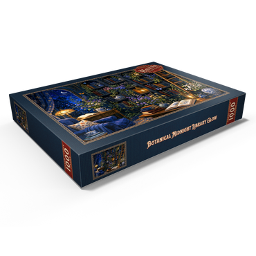 Darstellung des Puzzle Motivs Botanical Midnight Library Glow 1000 Puzzle Schachtel Ansicht1