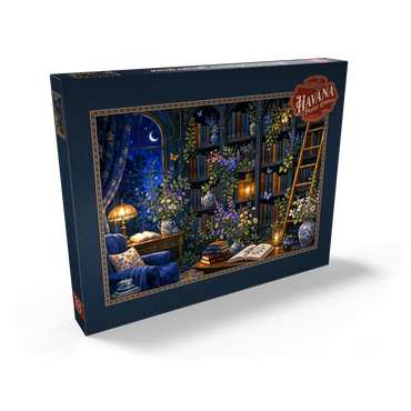 Darstellung des Puzzle Motivs Botanical Midnight Library Glow 200 Puzzle Schachtel Ansicht2