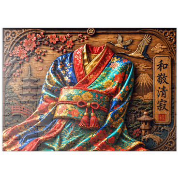 Darstellung des Puzzle Motivs puzzleplate Japanese Kimono Wood Elegance 100 Puzzle