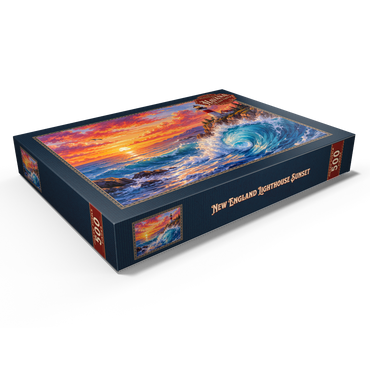 Darstellung des Puzzle Motivs New England Lighthouse Sunset 500 Puzzle Schachtel Ansicht1