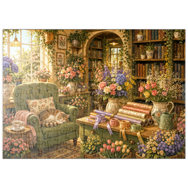 Darstellung des Puzzle Motivs puzzleplate Secret Flower Bookshop Corner 200 Puzzle