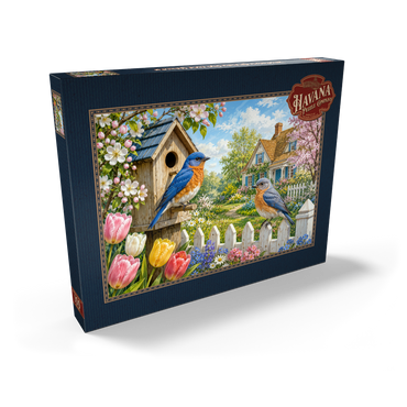 Darstellung des Puzzle Motivs Bluebird Spring Cottage Garden 100 Puzzle Schachtel Ansicht2