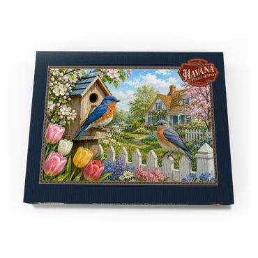 Darstellung des Puzzle Motivs Bluebird Spring Cottage Garden 100 Puzzle Schachtel Ansicht3