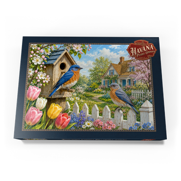 Darstellung des Puzzle Motivs Bluebird Spring Cottage Garden 500 Puzzle Schachtel Ansicht3