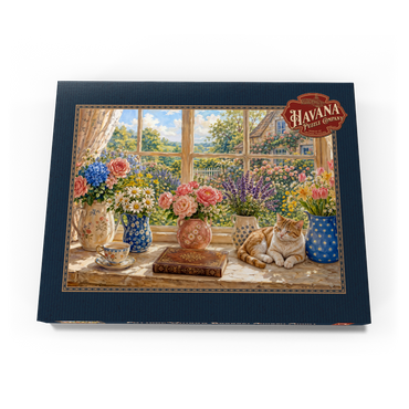 Darstellung des Puzzle Motivs Cottage Window Bouquet Garden Charm 100 Puzzle Schachtel Ansicht3