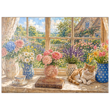 Darstellung des Puzzle Motivs puzzleplate Cottage Window Bouquet Garden Charm 200 Puzzle