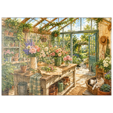 Darstellung des Puzzle Motivs puzzleplate Sunlit Greenhouse Garden Studio 200 Puzzle