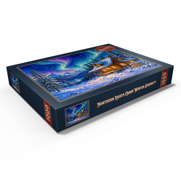 Darstellung des Puzzle Motivs Northern Lights Cabin Winter Serenity 1000 Puzzle Schachtel Ansicht1
