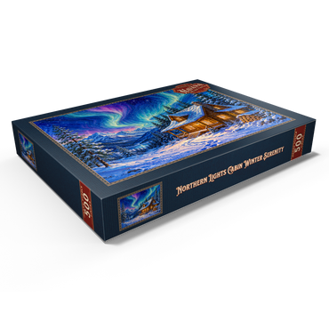 Darstellung des Puzzle Motivs Northern Lights Cabin Winter Serenity 500 Puzzle Schachtel Ansicht1