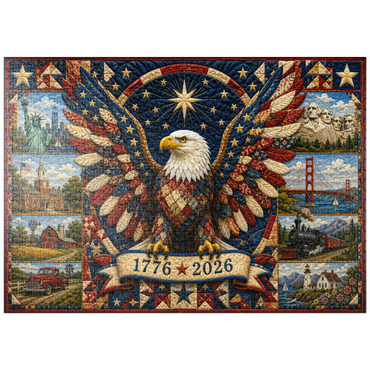 Darstellung des Puzzle Motivs puzzleplate American Eagle Heritage Quilt 1000 Puzzle