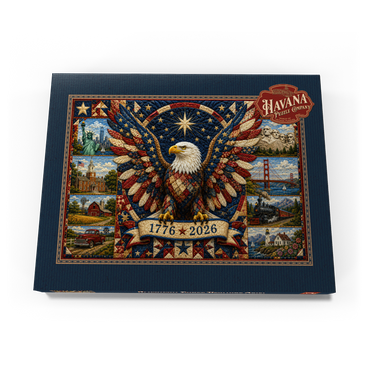 Darstellung des Puzzle Motivs American Eagle Heritage Quilt 100 Puzzle Schachtel Ansicht3