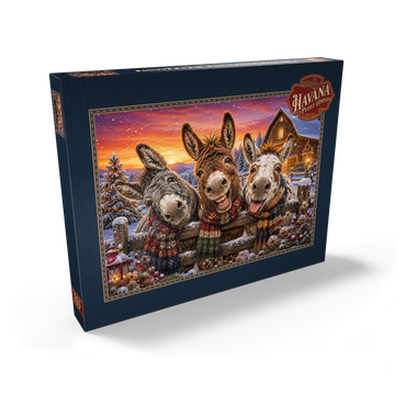 Darstellung des Puzzle Motivs Christmas Donkeys with Winter Scarves 200 Puzzle Schachtel Ansicht2