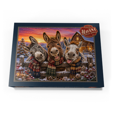 Darstellung des Puzzle Motivs Christmas Donkeys with Winter Scarves 500 Puzzle Schachtel Ansicht3