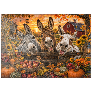 Darstellung des Puzzle Motivs puzzleplate Autumn Donkey Mischief 500 Puzzle