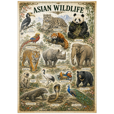 Darstellung des Puzzle Motivs puzzleplate Asian Wildlife Vintage Art Poster 1000 Puzzle