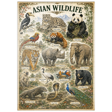 Darstellung des Puzzle Motivs puzzleplate Asian Wildlife Vintage Art Poster 200 Puzzle