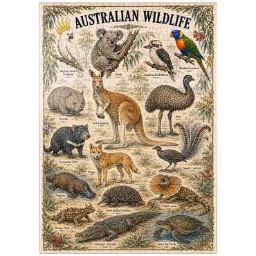 Darstellung des Puzzle Motivs puzzleplate Australian Wildlife Vintage Art Poster 1000 Puzzle