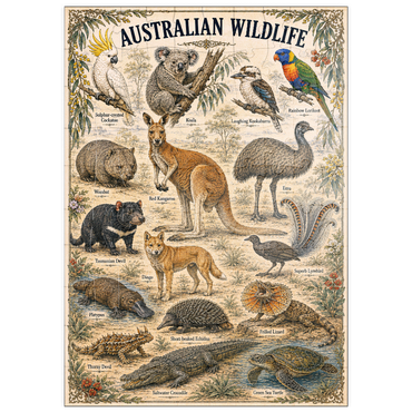 Darstellung des Puzzle Motivs puzzleplate Australian Wildlife Vintage Art Poster 100 Puzzle