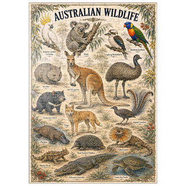 Darstellung des Puzzle Motivs puzzleplate Australian Wildlife Vintage Art Poster 200 Puzzle