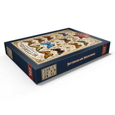 Darstellung des Puzzle Motivs Butterflies and Wildflowers Vintage Art Poster 500 Puzzle Schachtel Ansicht1