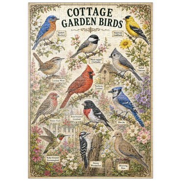 Darstellung des Puzzle Motivs puzzleplate Cottage Garden Birds Vintage Poster 500 Puzzle