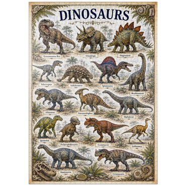 Darstellung des Puzzle Motivs puzzleplate Dinosaurs Vintage Art Poster 1000 Puzzle
