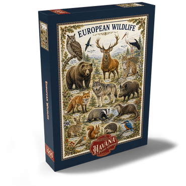 Darstellung des Puzzle Motivs European Wildlife Vintage Art Poster 1000 Puzzle Schachtel Ansicht2