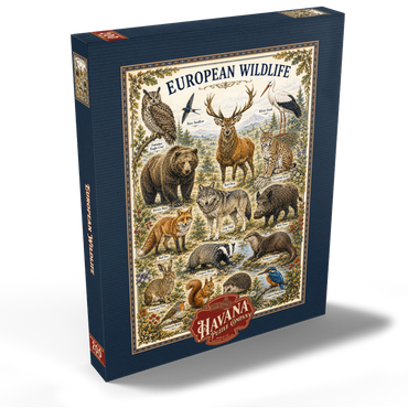 Darstellung des Puzzle Motivs European Wildlife Vintage Art Poster 200 Puzzle Schachtel Ansicht2