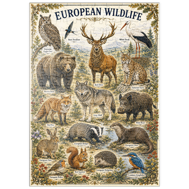 Darstellung des Puzzle Motivs puzzleplate European Wildlife Vintage Art Poster 200 Puzzle