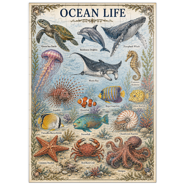 Darstellung des Puzzle Motivs puzzleplate Ocean Life Vintage Art Poster 100 Puzzle