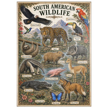 Darstellung des Puzzle Motivs puzzleplate South American Wildlife Vintage Poster 100 Puzzle