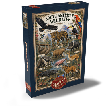 Darstellung des Puzzle Motivs South American Wildlife Vintage Poster 500 Puzzle Schachtel Ansicht2
