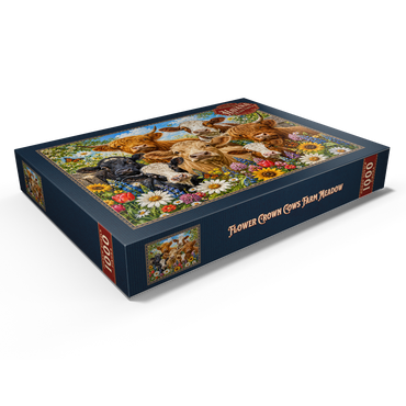 Darstellung des Puzzle Motivs Flower Crown Cows Farm Meadow 1000 Puzzle Schachtel Ansicht1