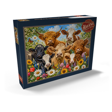 Darstellung des Puzzle Motivs Flower Crown Cows Farm Meadow 1000 Puzzle Schachtel Ansicht2