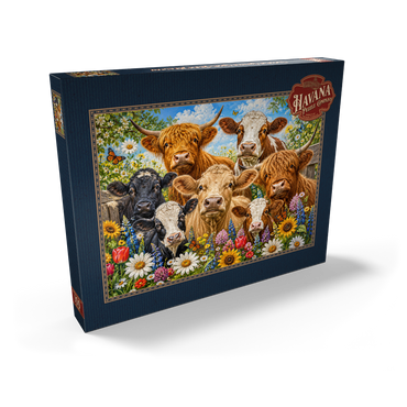 Darstellung des Puzzle Motivs Flower Crown Cows Farm Meadow 100 Puzzle Schachtel Ansicht2