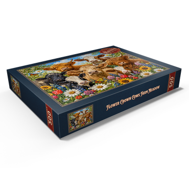 Darstellung des Puzzle Motivs Flower Crown Cows Farm Meadow 500 Puzzle Schachtel Ansicht1