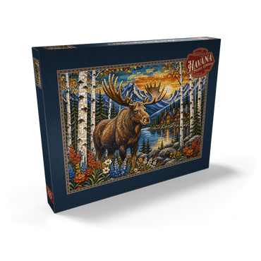 Darstellung des Puzzle Motivs Mosaic Moose Lodge Forest 200 Puzzle Schachtel Ansicht2