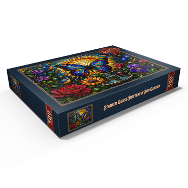 Darstellung des Puzzle Motivs Stained Glass Butterfly Sun Garden 500 Puzzle Schachtel Ansicht1