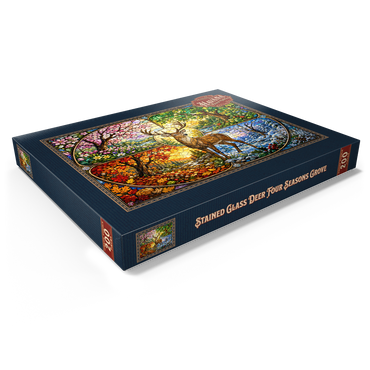 Darstellung des Puzzle Motivs Stained Glass Deer Four Seasons Grove 200 Puzzle Schachtel Ansicht1