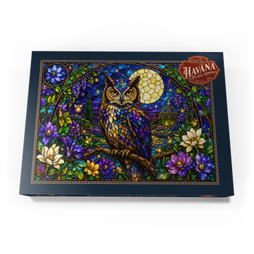Darstellung des Puzzle Motivs Stained Glass Owl Moon Garden 1000 Puzzle Schachtel Ansicht3