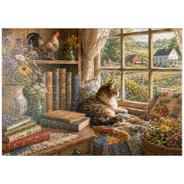 Darstellung des Puzzle Motivs puzzleplate Wildflower Farmhouse Book Corner 1000 Puzzle