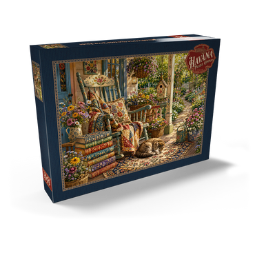 Darstellung des Puzzle Motivs Wildflower Cottage Book Porch 1000 Puzzle Schachtel Ansicht2