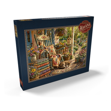 Darstellung des Puzzle Motivs Wildflower Cottage Book Porch 100 Puzzle Schachtel Ansicht2